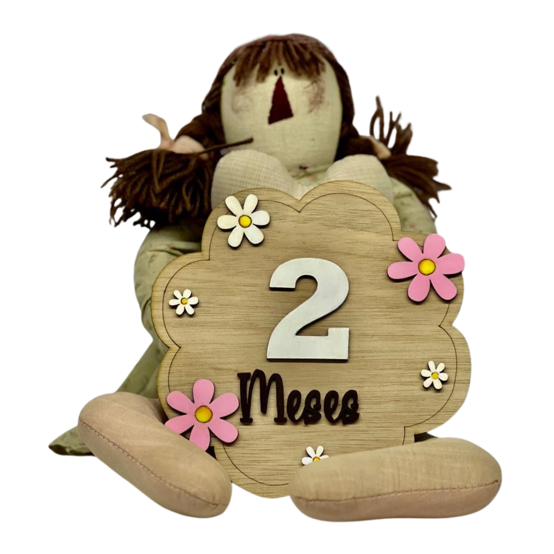 Letreros de Cumplemes – Niña con Flores (12 piezas)