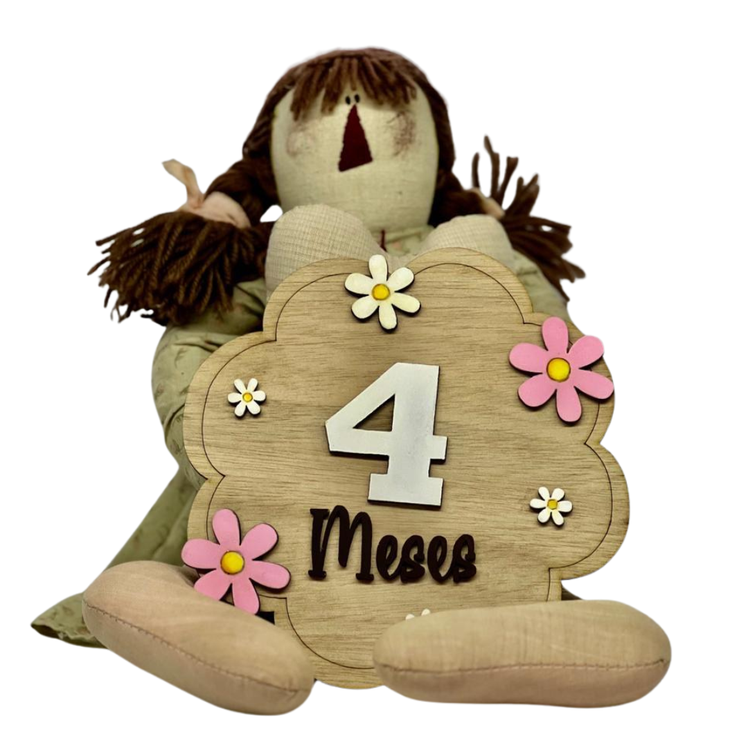 Letreros de Cumplemes – Niña con Flores (12 piezas)