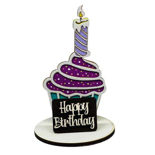 Cupcake con base- Happy Birthday
