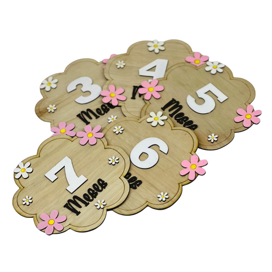 Letreros de Cumplemes – Niña con Flores (12 piezas)