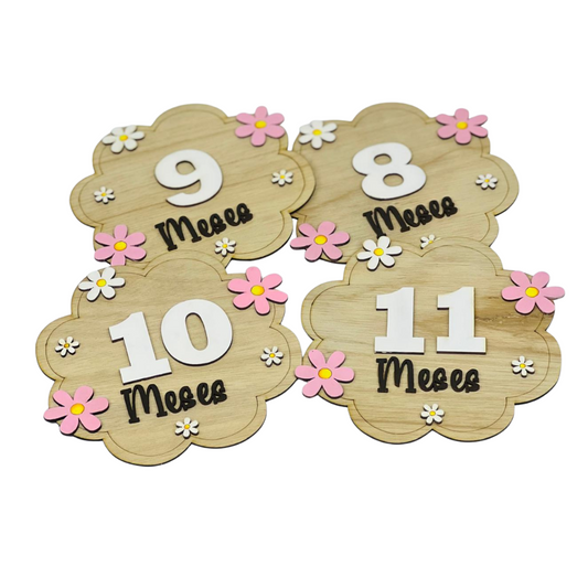 Letreros de Cumplemes – Niña con Flores (12 piezas)