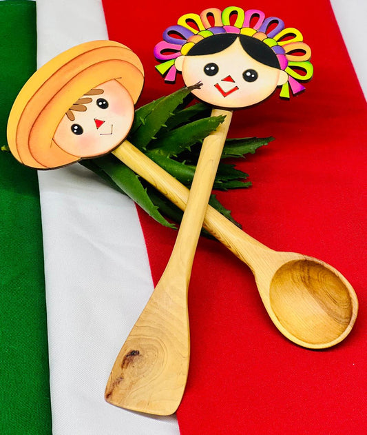 Set de cuchara y palita de madera mexicanas