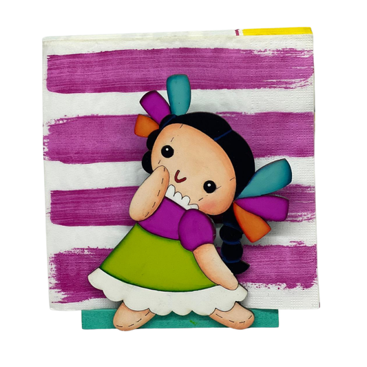 Servilletero de Mesa Muñeca Lele lanzado beso - Pieza única